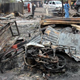 A burned motorcycle lies in a street of the remote northeast town of Baga on April 21, 2013, after two days of clashes between officers of the Joint Task Force and members of the Islamist sect Boko Haram on April 19 in the town near Lake Chad, 200 km north of Maiduguri, in Borno state.
STRINGER/AFP/Getty Images